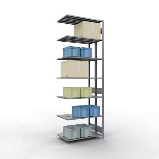 Abbildung Nr 15 des Artikels Anbauregal, Doppelregal, Fachbodenregal Stecksystem MULTIplus150, 3000 x 1000 x (2x300) mm (HxBxT), 2x7 Fachböden, Längenriegel, verzinkt aus der Produktgruppe Fachbodenregale von der Marke Schulte Lagertechnik