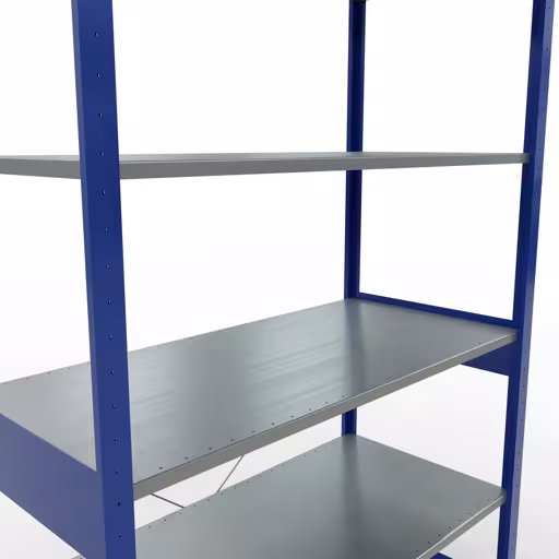 Grundregal, Fachbodenregal Stecksystem MULTIplus150, 2500 x 1300 x 600 mm (HxBxT), 6 Fachböden, Kreuzstrebe, RAL 5010 enzianblau/verzinkt von Schulte Lagertechnik aus der Kategorie Stecksystem