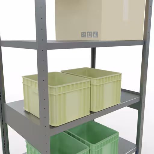 Abbildung Nr 8 des Artikels Grundregal, Fachbodenregal Stecksystem MULTIplus250, 2500 x 1000 x 600 mm (HxBxT), 6 Fachböden, Längenriegel, verzinkt aus der Produktgruppe Stecksystem von der Marke Schulte Lagertechnik