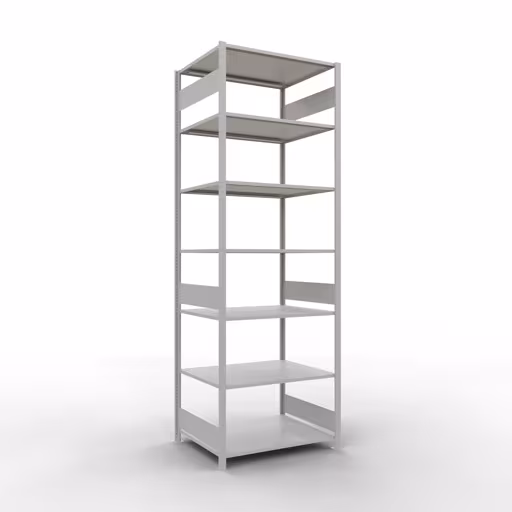 Grundregal, Fachbodenregal Stecksystem MULTIplus150, 3000 x 1000 x 800 mm (HxBxT), 7 Fachböden, Längenriegel, RAL 7035 lichtgrau aus der Kategorie Grundregal mit der Artikelnummer 32682-LR