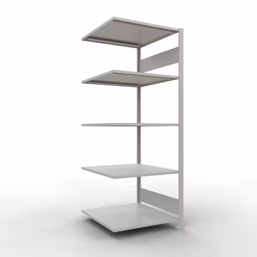 Anbauregal, Fachbodenregal Stecksystem MULTIplus150, 2000 x 750 x 800 mm (HxBxT), 5 Fachböden, Längenriegel, RAL 7035 lichtgrau aus der Kategorie Anbauregal mit der Artikelnummer 32685-75-LR