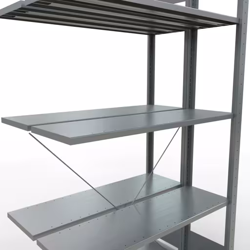 Abbildung Nr 15 des Artikels Anbauregal, Doppelregal, Fachbodenregal Stecksystem MULTIplus150, 2000 x 1000 x (2x300) mm (HxBxT), 2x5 Fachböden, Kreuzstrebe, verzinkt aus der Produktgruppe Fachbodenregale von der Marke Schulte Lagertechnik