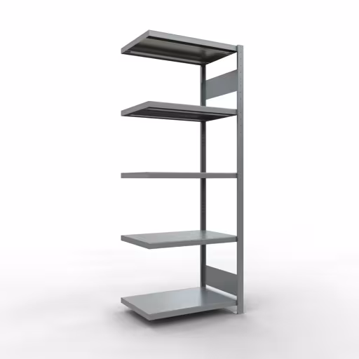 Anbauregal, Fachbodenregal Stecksystem MULTIplus250, 2000 x 750 x 500 mm (HxBxT), 5 Fachböden, Längenriegel, verzinkt aus der Kategorie Anbauregal mit der Artikelnummer 12955-75-LR