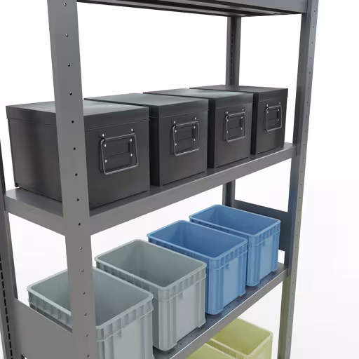Abbildung Nr 14 des Artikels Grundregal, Fachbodenregal Stecksystem MULTIplus330, 3000 x 1000 x 300 mm (HxBxT), 7 Fachböden, Längenriegel, verzinkt aus der Produktgruppe Stecksystem von der Marke Schulte Lagertechnik