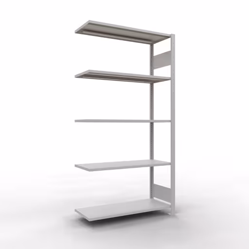 Anbauregal, Fachbodenregal Stecksystem MULTIplus150, 2000 x 1000 x 400 mm (HxBxT), 5 Fachböden, Längenriegel, RAL 7035 lichtgrau aus der Kategorie Anbauregal mit der Artikelnummer 32645-LR