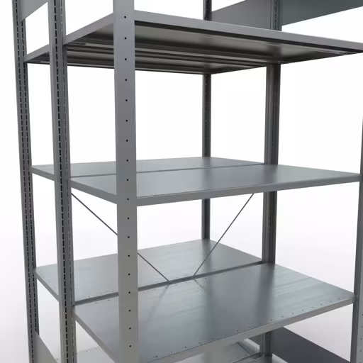 Grundregal, Doppelregal, Fachbodenregal Stecksystem MULTIplus150, 2000 x 1000 x (2x500) mm (HxBxT), 2x5 Fachböden, Kreuzstrebe, verzinkt von der Marke Schulte Lagertechnik aus der Produktreihe Fachbodenregale