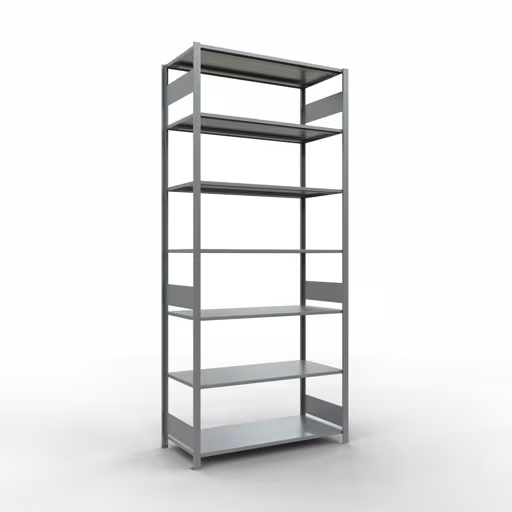Grundregal, Fachbodenregal Stecksystem MULTIplus150, 3000 x 1300 x 600 mm (HxBxT), 7 Fachböden, Längenriegel, verzinkt aus der Kategorie Grundregal mit der Artikelnummer 12762-130-LR