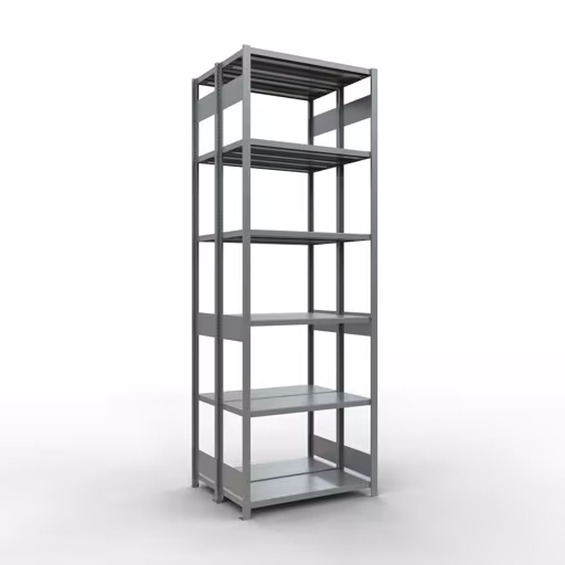 Grundregal, Doppelregal, Fachbodenregal Stecksystem MULTIplus250, 3000 x 1000 x (2x400) mm (HxBxT), 2x7 Fachböden, Längenriegel, verzinkt aus der Kategorie Doppelregale mit der Artikelnummer 17942