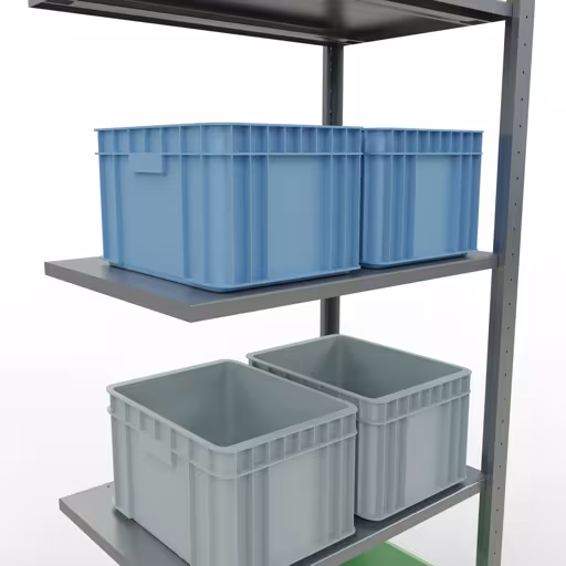 Anbauregal, Fachbodenregal Stecksystem MULTIplus150, 2000 x 750 x 500 mm (HxBxT), 5 Fachböden, Längenriegel, verzinkt von Schulte Lagertechnik aus der Kategorie Stecksystem