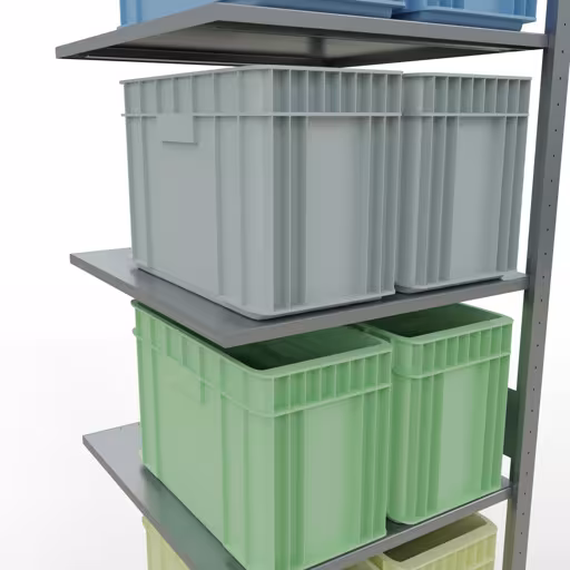 Anbauregal, Fachbodenregal Stecksystem MULTIplus150, 3000 x 750 x 800 mm (HxBxT), 7 Fachböden, Längenriegel, verzinkt von Schulte Lagertechnik mit der Artikelnr. 12787-75-LR