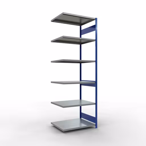 Anbauregal, Fachbodenregal Stecksystem MULTIplus250, 3000 x 1000 x 800 mm (HxBxT), 7 Fachböden, Längenriegel, RAL 5010 enzianblau/verzinkt aus der Kategorie Anbauregal mit der Artikelnummer 12987-LR-B