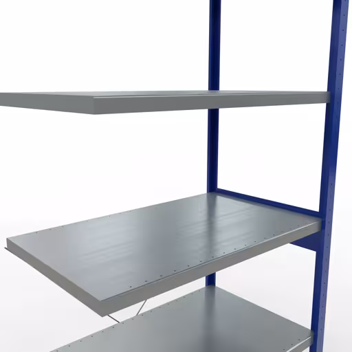 Produktbild Nr.15 des Artikels Anbauregal, Fachbodenregal Stecksystem MULTIplus250, 2500 x 1000 x 600 mm (HxBxT), 6 Fachböden, Kreuzstrebe, RAL 5010 enzianblau/verzinkt aus der Produktreihe Stecksystem von der Marke Schulte Lagertechnik