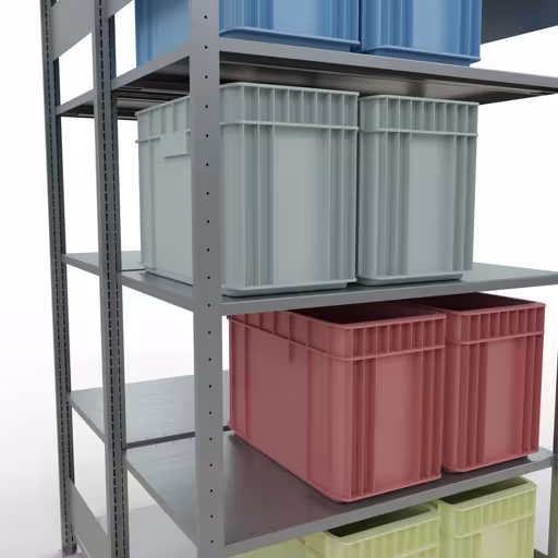 Abbildung Nr 11 des Artikels Grundregal, Doppelregal, Fachbodenregal Stecksystem MULTIplus150, 2000 x 1000 x (2x600) mm (HxBxT), 2x5 Fachböden, Längenriegel, verzinkt aus der Produktgruppe Fachbodenregale von der Marke Schulte Lagertechnik