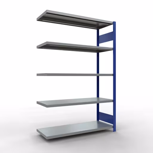 Anbauregal, Fachbodenregal Stecksystem MULTIplus250, 2000 x 1300 x 500 mm (HxBxT), 5 Fachböden, Längenriegel, RAL 5010 enzianblau/verzinkt von der Marke Schulte Lagertechnik Anbauregal, Fachbodenregal Stecksystem MULTIplus250, 2000 x 1300 x 500 mm (HxBxT), 5 Fachböden, Längenriegel, RAL 5010 enzianblau/verzinkt aus der Kategorie Anbauregal mit der Artikelnummer 12955-130-LR-B