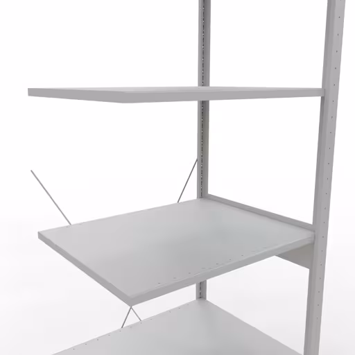 Anbauregal, Fachbodenregal Stecksystem MULTIplus150, 2500 x 750 x 600 mm (HxBxT), 6 Fachböden, Kreuzstrebe, RAL 7035 lichtgrau von Schulte Lagertechnik aus der Kategorie Stecksystem