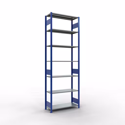 Grundregal, Fachbodenregal Stecksystem MULTIplus150, 3000 x 1000 x 400 mm (HxBxT), 7 Fachböden, Längenriegel, RAL 5010 enzianblau/verzinkt aus der Kategorie Grundregal mit der Artikelnummer 12742-LR-B