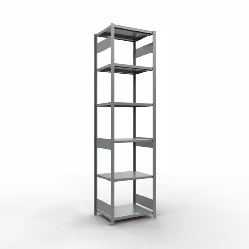 Grundregal, Fachbodenregal Stecksystem MULTIplus250, 3000 x 750 x 600 mm (HxBxT), 7 Fachböden, Längenriegel, verzinkt aus der Kategorie Grundregal mit der Artikelnummer 12962-75-LR