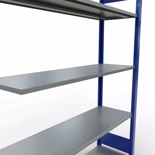 Produktbild Nr.13 des Artikels Anbauregal, Fachbodenregal Stecksystem MULTIplus150, 2000 x 1300 x 400 mm (HxBxT), 5 Fachböden, Längenriegel, RAL 5010 enzianblau/verzinkt aus der Produktreihe Stecksystem von der Marke Schulte Lagertechnik
