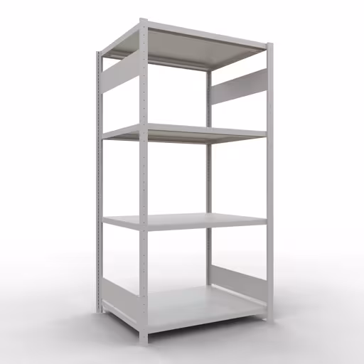 Grundregal, Fachbodenregal Stecksystem MULTIplus330, 2000 x 1000 x 800 mm (HxBxT), 5 Fachböden, Längenriegel, RAL 7035 lichtgrau aus der Kategorie Grundregal mit der Artikelnummer 33880-LR