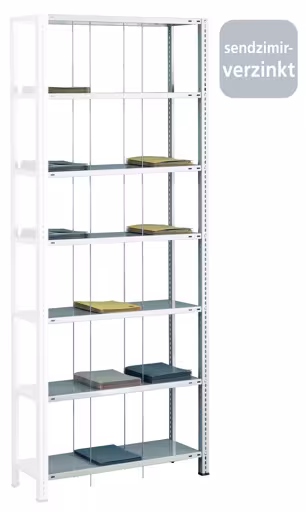 Anbauregal, Schraub-Fädelstäberegal BASIC70, 2300 x 900 x 350 mm (HxBxT), 7 Fachböden, verzinkt aus der Kategorie Fädelstäberegale mit der Artikelnummer 10707