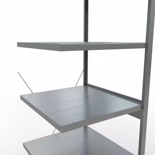 Anbauregal, Fachbodenregal Stecksystem MULTIplus250, 2500 x 750 x 800 mm (HxBxT), 6 Fachböden, Kreuzstrebe, verzinkt von Schulte Lagertechnik aus der Kategorie Stecksystem