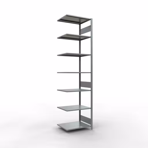 Anbauregal, Fachbodenregal Stecksystem MULTIplus150, 3000 x 750 x 600 mm (HxBxT), 7 Fachböden, Längenriegel, verzinkt aus der Kategorie Anbauregal mit der Artikelnummer 12767-75-LR