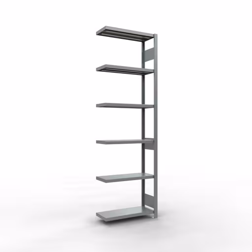 Anbauregal, Fachbodenregal Stecksystem MULTIplus250, 2500 x 750 x 300 mm (HxBxT), 6 Fachböden, Längenriegel, verzinkt aus der Kategorie Anbauregal mit der Artikelnummer 12936-75-LR