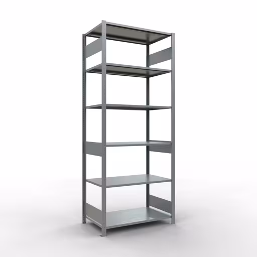 Grundregal, Fachbodenregal Stecksystem MULTIplus150, 2500 x 1000 x 600 mm (HxBxT), 6 Fachböden, Längenriegel, verzinkt aus der Kategorie Grundregal mit der Artikelnummer 12761-LR
