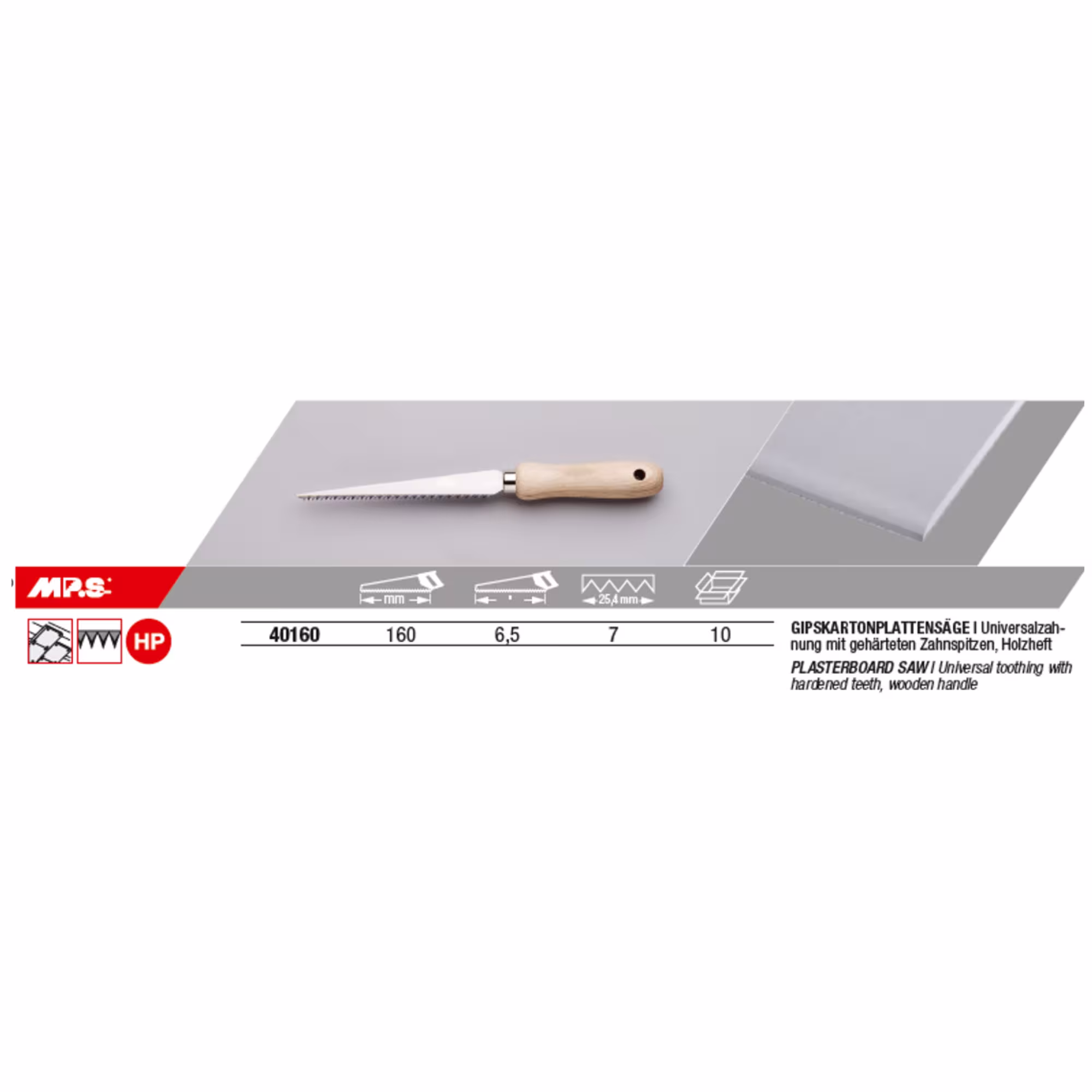 Gipskartonplattensäge Gesamtlänge 160mm von MPS mit der Artikelnr. 40160-LIG