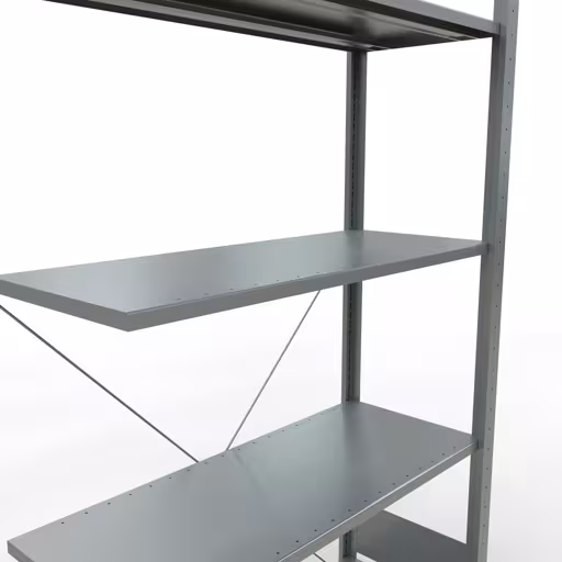 Anbauregal, Fachbodenregal Stecksystem MULTIplus85, 2000 x 1000 x 400 mm (HxBxT), 5 Fachböden, Kreuzstrebe, verzinkt von Schulte Lagertechnik aus der Kategorie Stecksystem