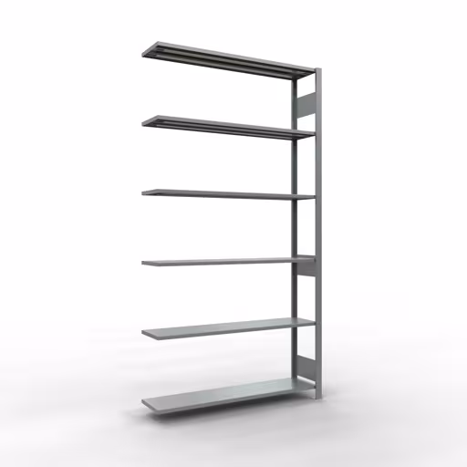 Anbauregal, Fachbodenregal Stecksystem MULTIplus150, 2500 x 1300 x 300 mm (HxBxT), 6 Fachböden, Längenriegel, verzinkt aus der Kategorie Anbauregal mit der Artikelnummer 12736-130-LR