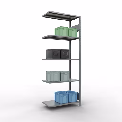 Zusatzbild des Artikels Anbauregal, Fachbodenregal Stecksystem MULTIplus150, 2000 x 750 x 400 mm (HxBxT), 5 Fachböden, Längenriegel, verzinkt Zusatzbild des Artikels Anbauregal, Fachbodenregal Stecksystem MULTIplus150, 2000 x 750 x 400 mm (HxBxT), 5 Fachböden, Längenriegel, verzinkt aus Anbauregal