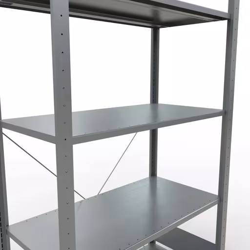 Produktbild Nr.6 des Artikels Grundregal, Fachbodenregal Stecksystem MULTIplus150, 2000 x 1000 x 500 mm (HxBxT), 5 Fachböden, Kreuzstrebe, verzinkt - Expressline aus der Produktreihe Stecksystem von der Marke Schulte Lagertechnik