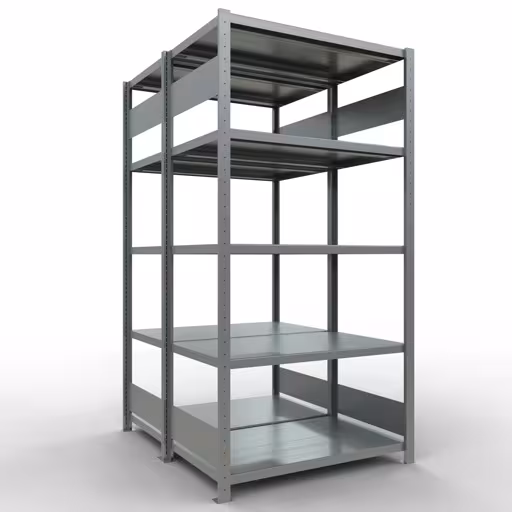 Grundregal, Doppelregal, Fachbodenregal Stecksystem MULTIplus250, 2000 x 1000 x (2x600) mm (HxBxT), 2x5 Fachböden, Längenriegel, verzinkt aus der Kategorie Doppelregale mit der Artikelnummer 17960