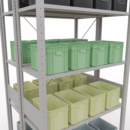 Abbildung Nr 7 des Artikels Grundregal, Doppelregal, Fachbodenregal Stecksystem MULTIplus150, 3000 x 1000 x (2x800) mm (HxBxT), 2x7 Fachböden, Kreuzstrebe, RAL 7035 lichtgrau aus der Produktgruppe Fachbodenregale von der Marke Schulte Lagertechnik