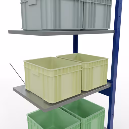 Anbauregal, Fachbodenregal Stecksystem MULTIplus150, 2500 x 750 x 500 mm (HxBxT), 6 Fachböden, Kreuzstrebe, RAL 5010 enzianblau/verzinkt/verzinkt von der Marke Schulte Lagertechnik aus der Produktreihe Stecksystem