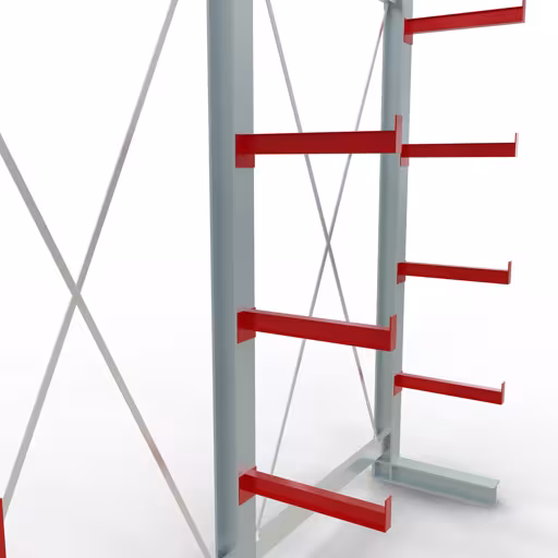 Abbildung Nr 11 des Artikels K 3000 Komplettregal, einseitig, 2500 x 2600 x 500 mm, RAL 7001 / RAL 3000, 5 Lagerebenen aus der Produktgruppe Kragarmregale von der Marke Schulte Lagertechnik