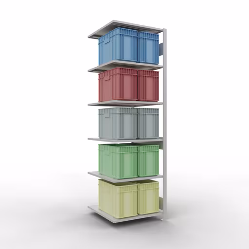 Anbauregal, Fachbodenregal Stecksystem MULTIplus150, 2500 x 750 x 800 mm (HxBxT), 6 Fachböden, Längenriegel, RAL 7035 lichtgrau von der Marke Schulte Lagertechnik aus der Produktreihe Stecksystem