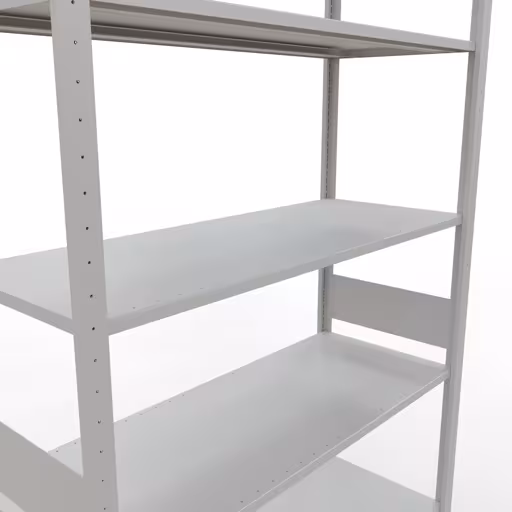 Produktbild Nr.14 des Artikels Grundregal, Fachbodenregal Stecksystem MULTIplus150, 3000 x 1300 x 500 mm (HxBxT), 7 Fachböden, Längenriegel, RAL 7035 lichtgrau aus der Produktreihe Stecksystem von der Marke Schulte Lagertechnik