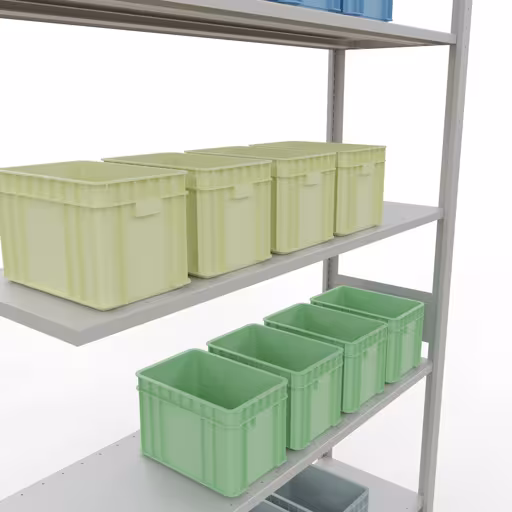 Anbauregal, Fachbodenregal Stecksystem MULTIplus150, 3000 x 1300 x 400 mm (HxBxT), 7 Fachböden, Längenriegel, RAL 7035 lichtgrau von Schulte Lagertechnik mit der Artikelnr. 32647-130-LR