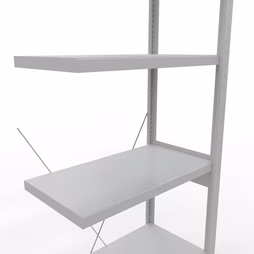 Anbauregal, Fachbodenregal Stecksystem MULTIplus250, 2500 x 750 x 400 mm (HxBxT), 6 Fachböden, Kreuzstrebe, RAL 7035 lichtgrau von der Marke Schulte Lagertechnik aus der Produktreihe Stecksystem