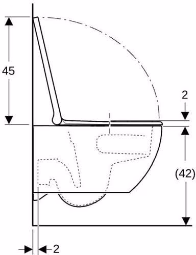 Geberit Acanto Set Wand-WC mit WC-Sitz, Tiefspüler TurboFlush, geschlossene Form, Tiefe: 53cm, weiß