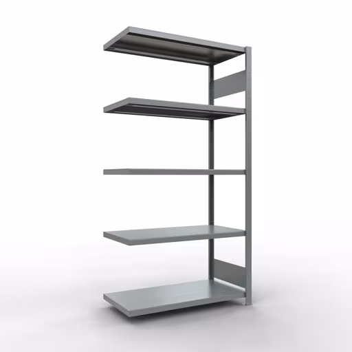 Anbauregal, Fachbodenregal Stecksystem MULTIplus330, 2000 x 1000 x 500 mm (HxBxT), 5 Fachböden, Längenriegel, verzinkt aus der Kategorie Anbauregal mit der Artikelnummer 13955-LR