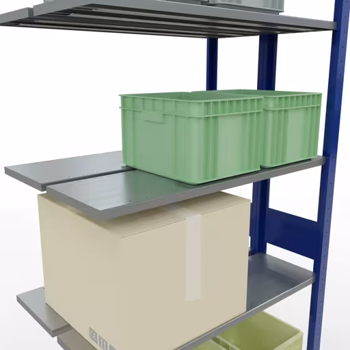 Anbauregal, Doppelregal, Fachbodenregal Stecksystem MULTIplus150, 3000 x 1000 x (2x300) mm (HxBxT), 2x7 Fachböden, Längenriegel, RAL 5010 enzianblau von der Marke Schulte Lagertechnik aus der Produktreihe Fachbodenregale