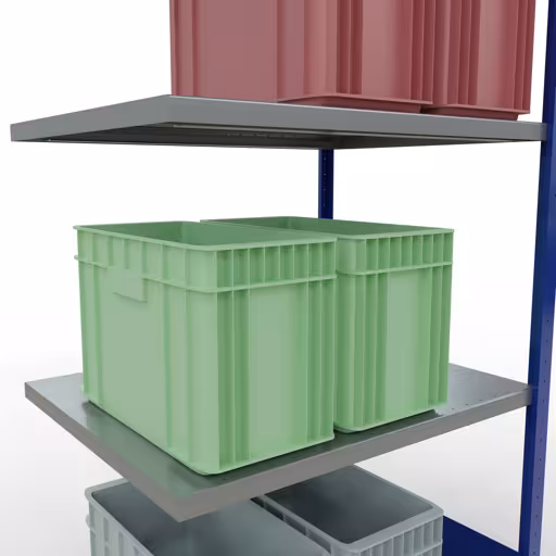 Anbauregal, Fachbodenregal Stecksystem MULTIplus330, 2000 x 1000 x 800 mm (HxBxT), 5 Fachböden, Längenriegel, RAL 5010 enzianblau/verzinkt von Schulte Lagertechnik aus der Kategorie Stecksystem
