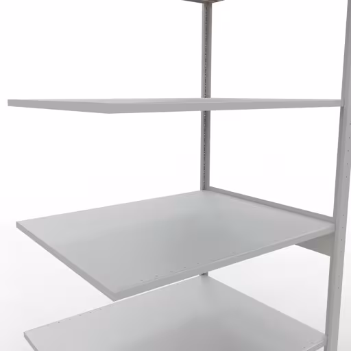Zusatzbild des Artikels Anbauregal, Fachbodenregal Stecksystem MULTIplus150, 2500 x 1000 x 800 mm (HxBxT), 6 Fachböden, Längenriegel, RAL 7035 lichtgrau aus Anbauregal