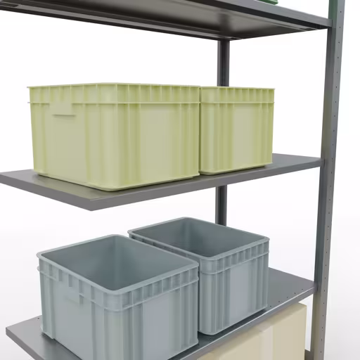 Produktbild Nr.7 des Artikels Anbauregal, Fachbodenregal Stecksystem MULTIplus150, 2000 x 1000 x 500 mm (HxBxT), 5 Fachböden, Längenriegel, verzinkt aus der Produktreihe Stecksystem von der Marke Schulte Lagertechnik