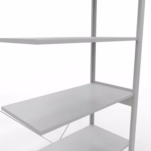 Abbildung Nr 15 des Artikels Anbauregal, Fachbodenregal Stecksystem MULTIplus150, 2500 x 1000 x 500 mm (HxBxT), 6 Fachböden, Kreuzstrebe, RAL 7035 lichtgrau aus der Produktgruppe Stecksystem von der Marke Schulte Lagertechnik