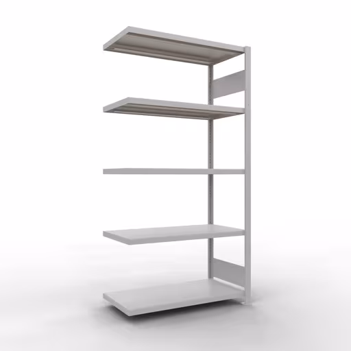 Anbauregal, Fachbodenregal Stecksystem MULTIplus250, 2000 x 1000 x 500 mm (HxBxT), 5 Fachböden, Längenriegel, RAL 7035 lichtgrau aus der Kategorie Anbauregal mit der Artikelnummer 32855-LR