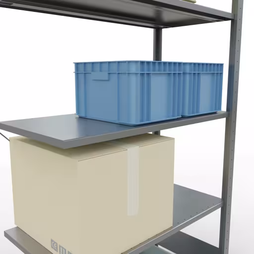 Zusatzbild des Artikels Anbauregal, Fachbodenregal Stecksystem MULTIplus85, 2000 x 1000 x 500 mm (HxBxT), 5 Fachböden, Kreuzstrebe, verzinkt aus Anbauregal